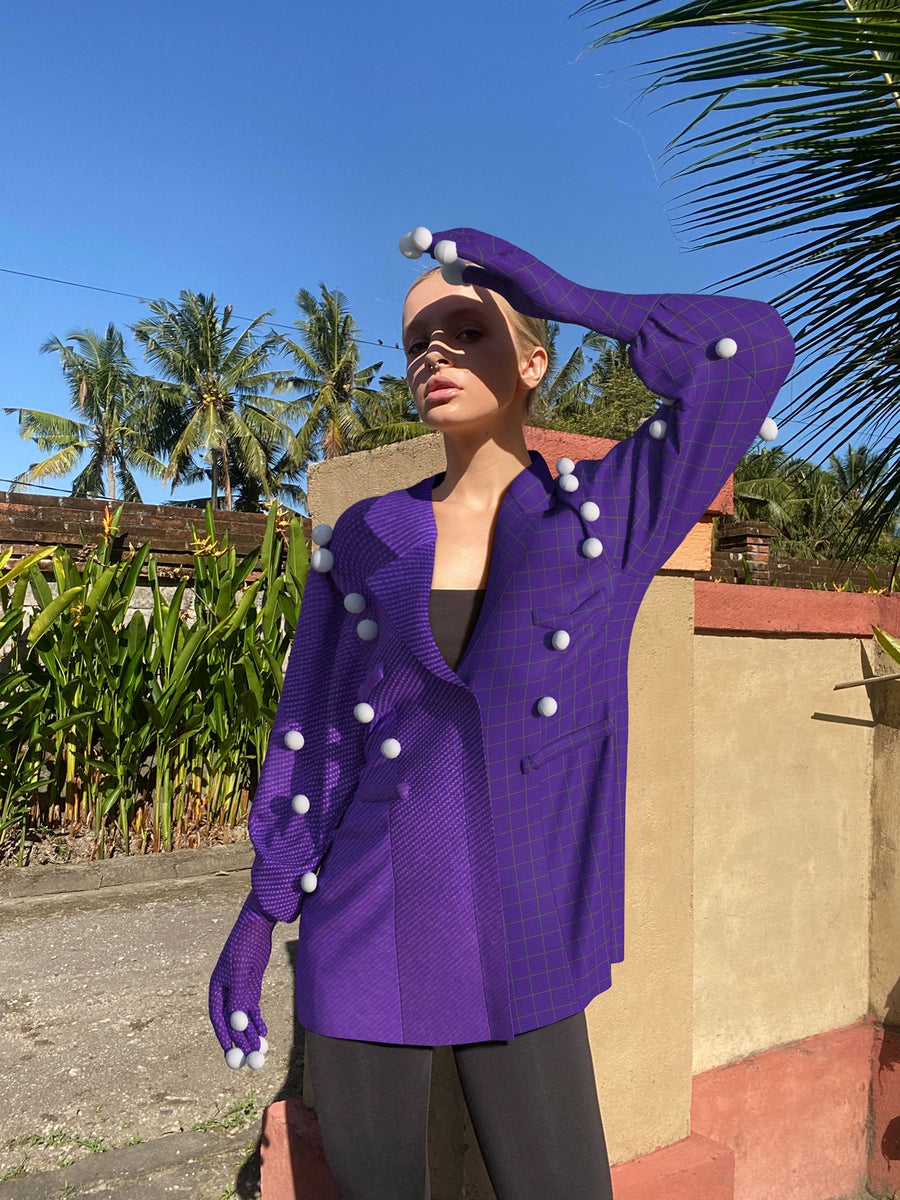 ladies purple dress jacket Ladies Purple Dress W/Jacket PXL Silk W Beading Made In India Vintage Prom Vinta