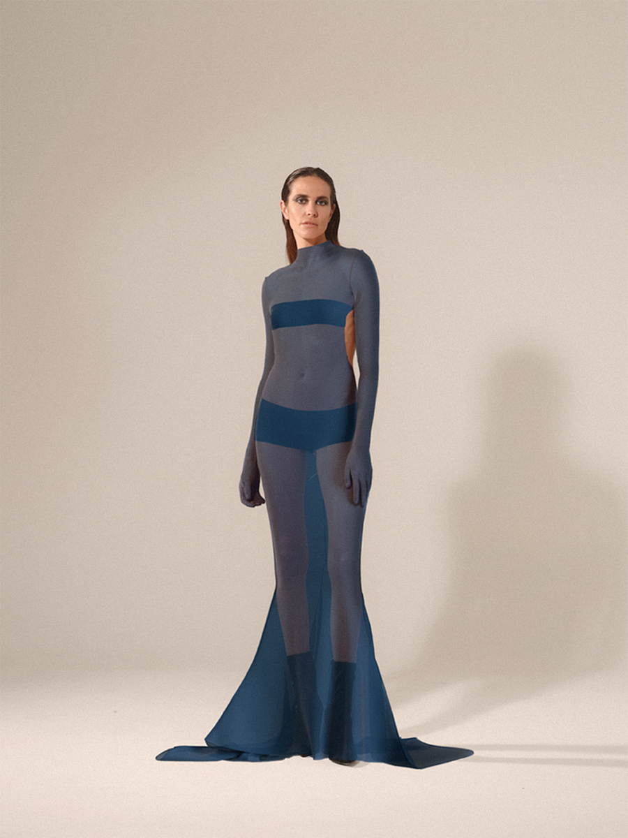 dark blue mesh dress Blue mesh dress
