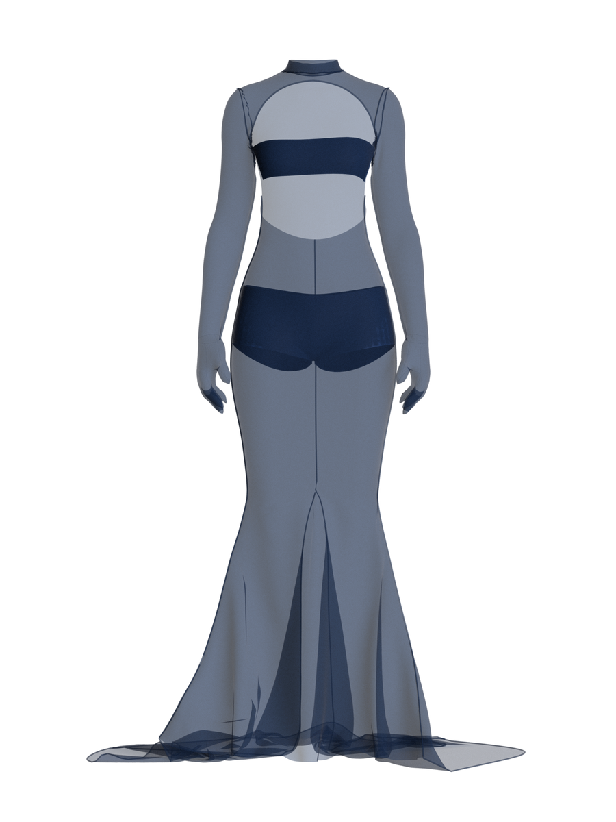 blue and black mesh dress Blue mesh dress