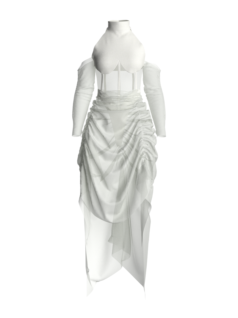 Dress white drapped