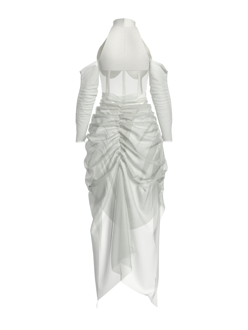 Dress white drapped