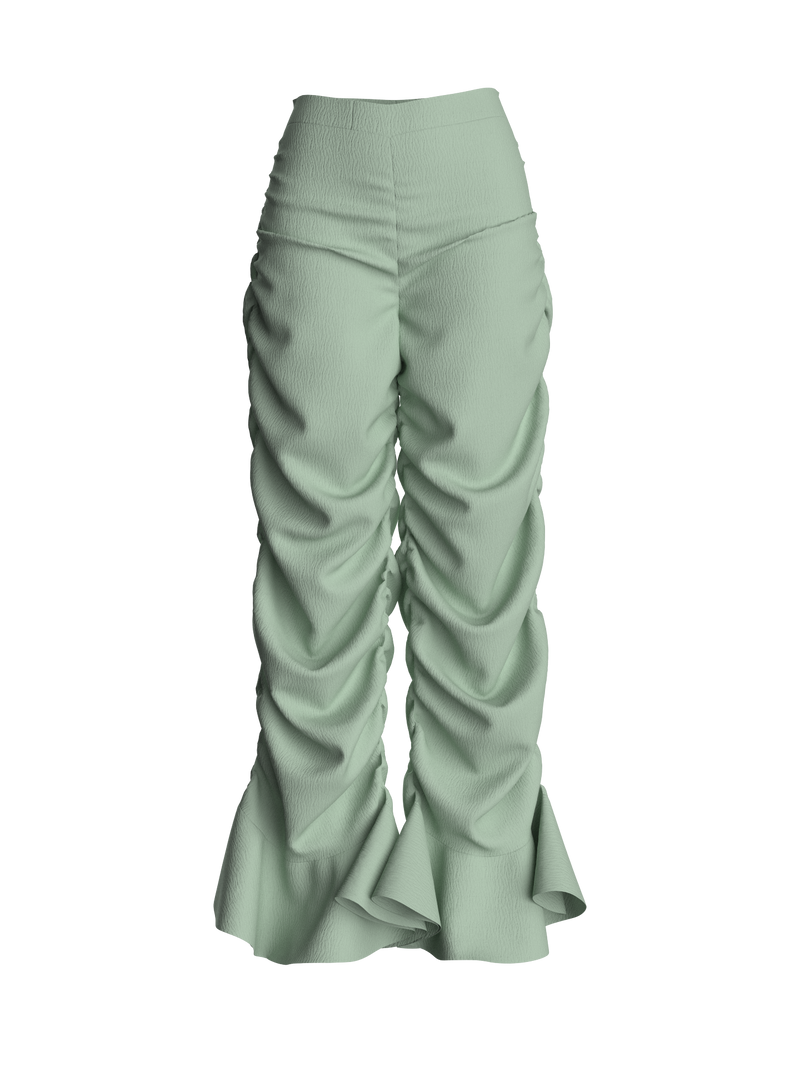 Green Gathered Trousers