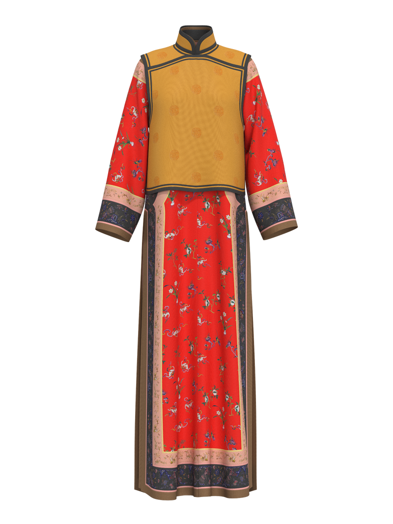 Qing Dynasty women suit with vest