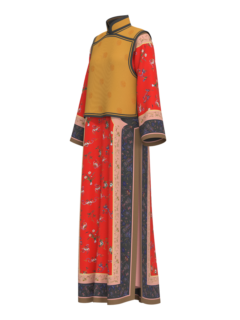 Qing Dynasty women suit with vest