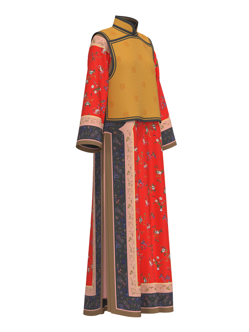 Qing Dynasty women suit with vest