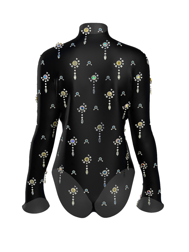 Demo: Transparent Jeweled Bodysuit