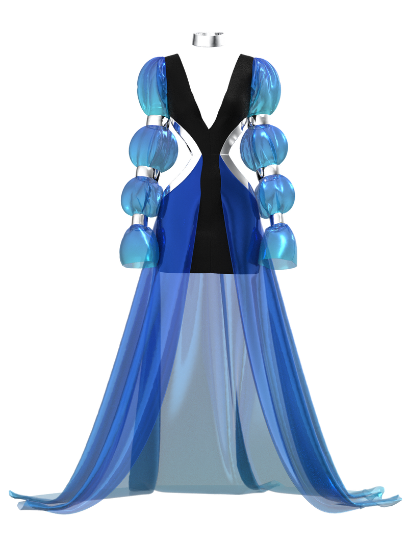 Armored blue dress