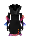 Backless dress with gloves