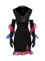 Backless dress with gloves
