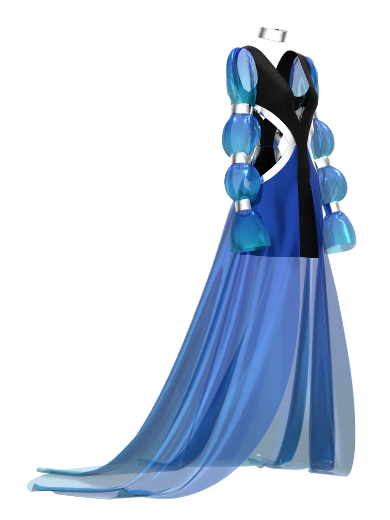 Armored blue dress