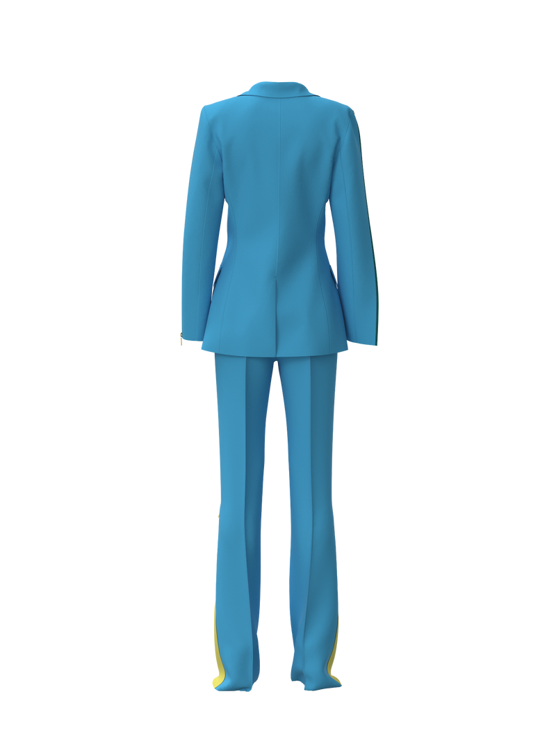 Blue and yellow suit