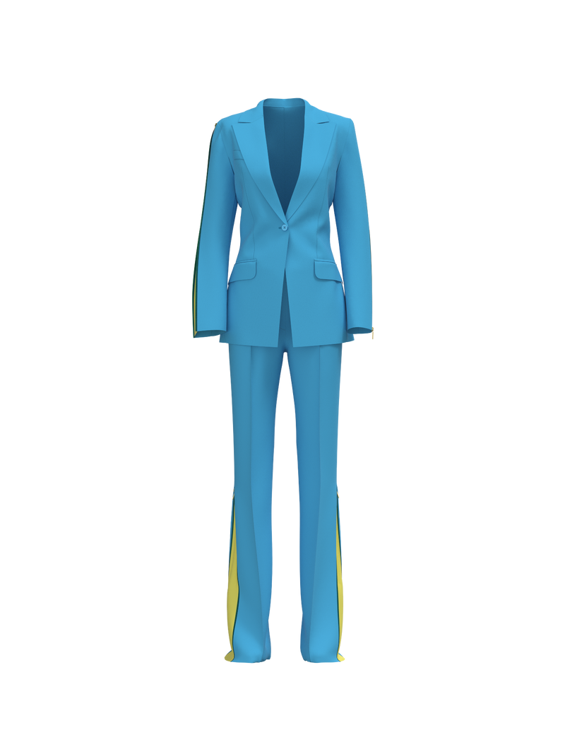 Blue and yellow suit