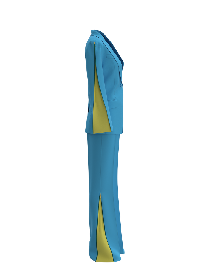 Blue and yellow suit
