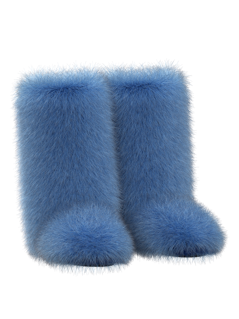 Blue fur-tale boots