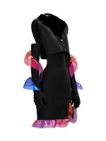 Backless dress with gloves