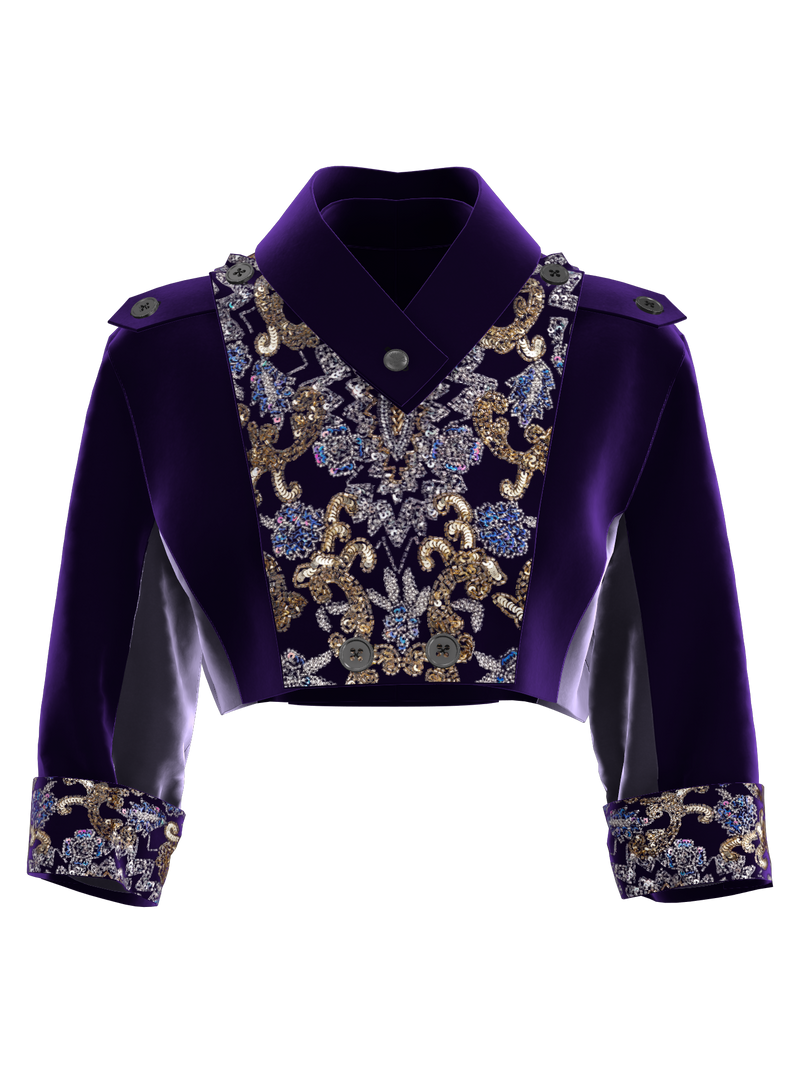 Purple Beaded Embroidery Jacket