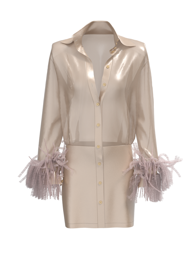 Silk organza shirt dress