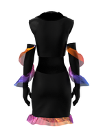 Backless dress with gloves