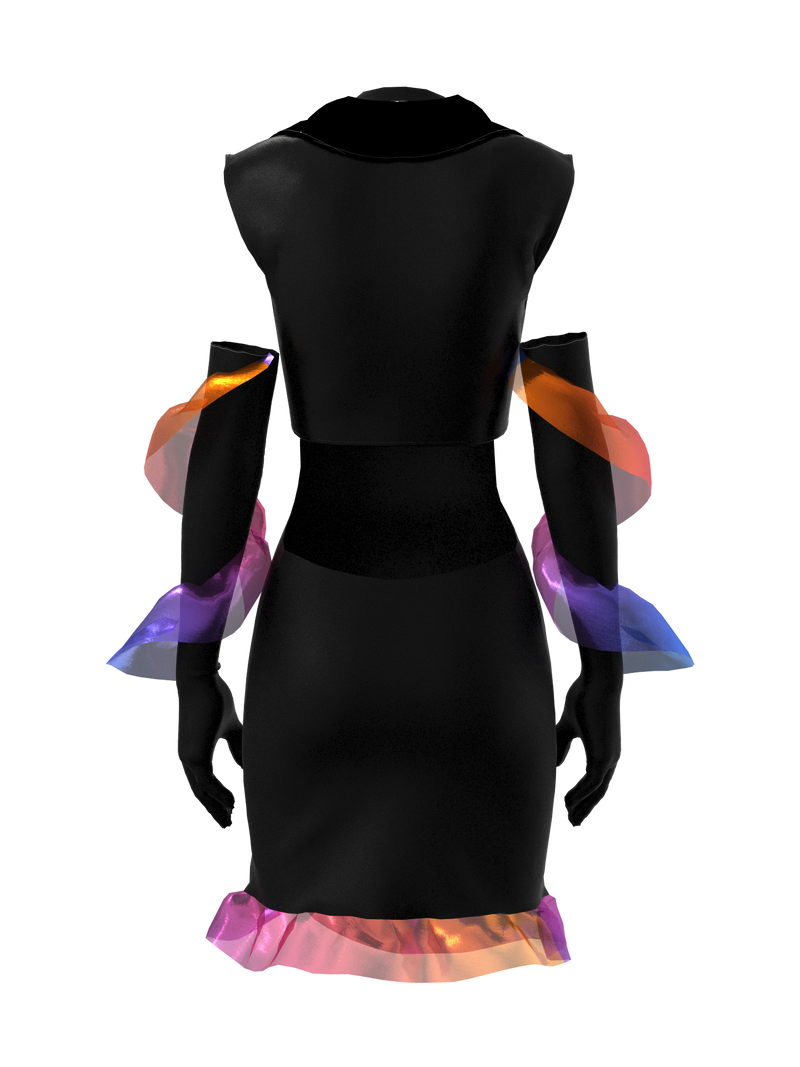 Backless dress with gloves