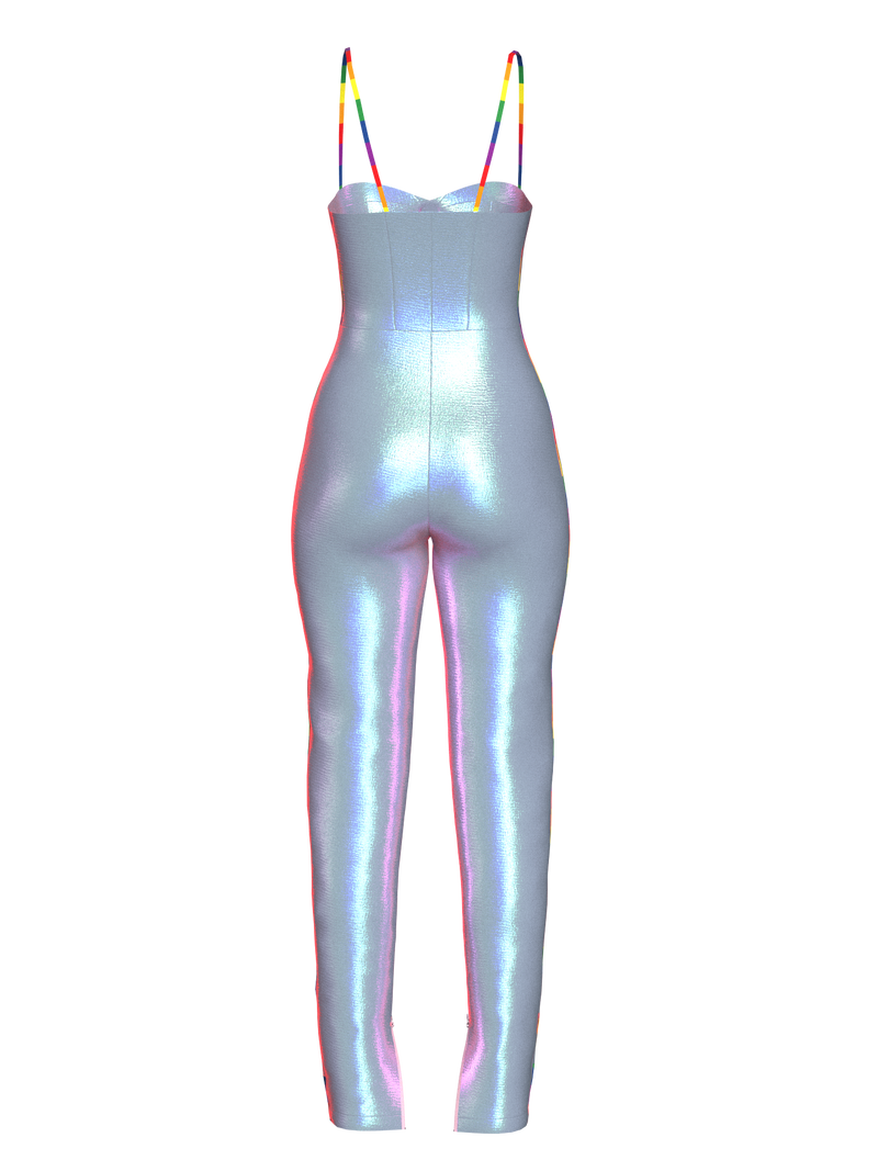 LGBTQ PLAYSUIT Silver Irridescent