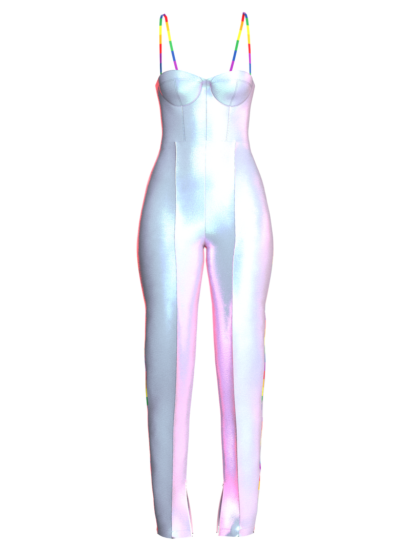 LGBTQ PLAYSUIT Silver Irridescent