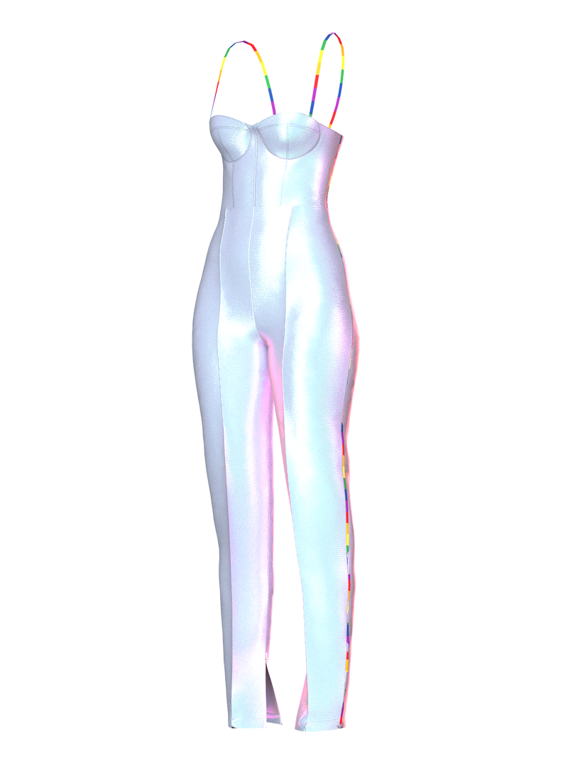 LGBTQ PLAYSUIT Silver Irridescent