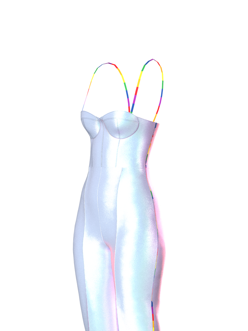 LGBTQ PLAYSUIT Silver Irridescent