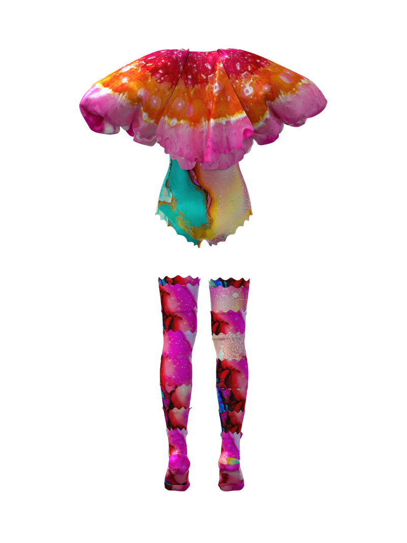 Psychedelic marbelling bodysuit