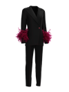 Suit with feathers