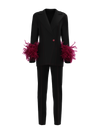 Suit with feathers