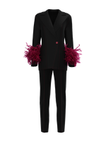 Suit with feathers