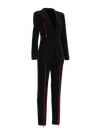 Black suit with red zippers