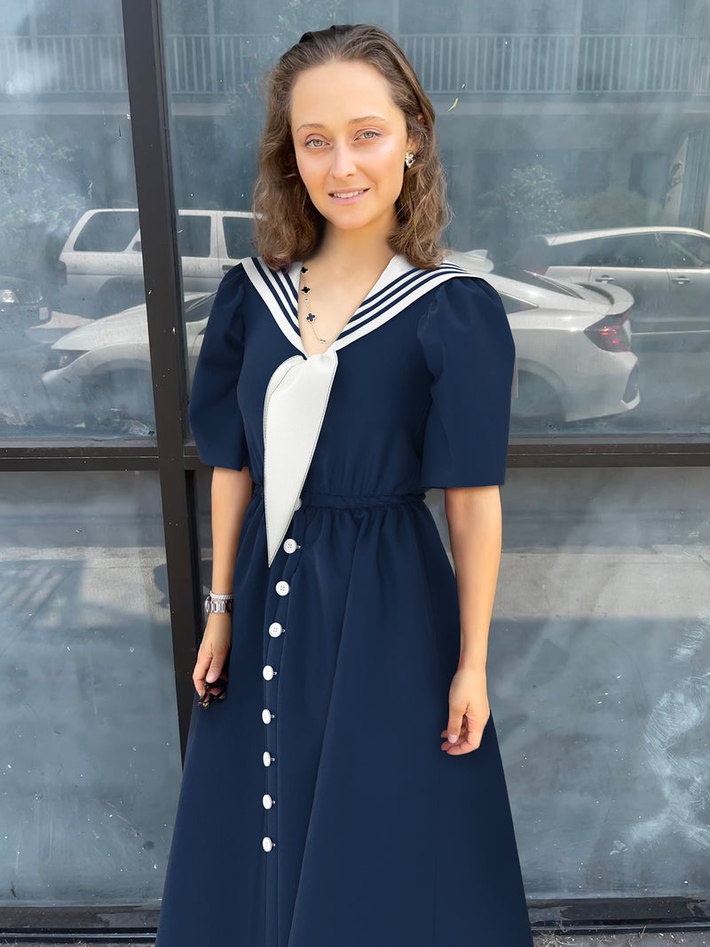 I Find It It's Forever Sailor Dress Blue and White – DRESSX / More Dash Inc. dba DRESSX