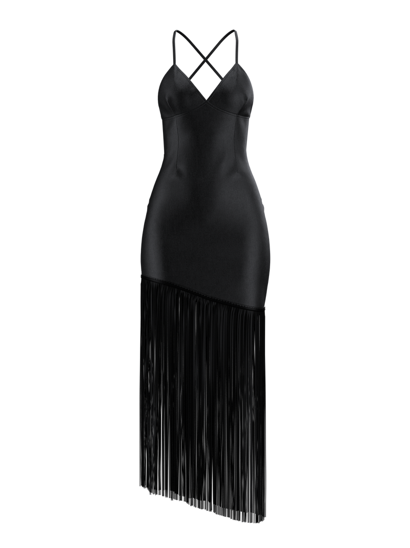 Vintage 90's Backless Fringe Dress