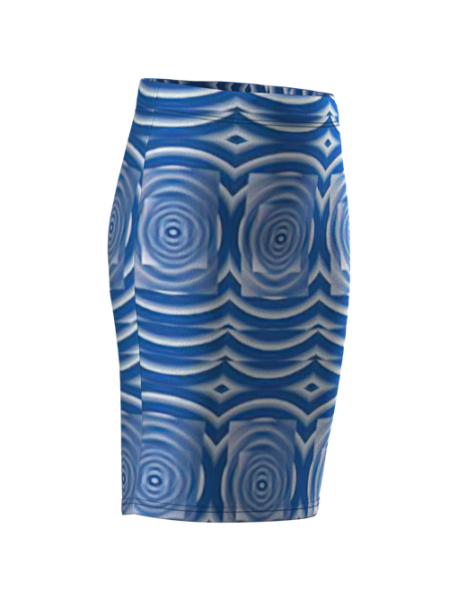 BLUE WAVE PENCIL SKIRT