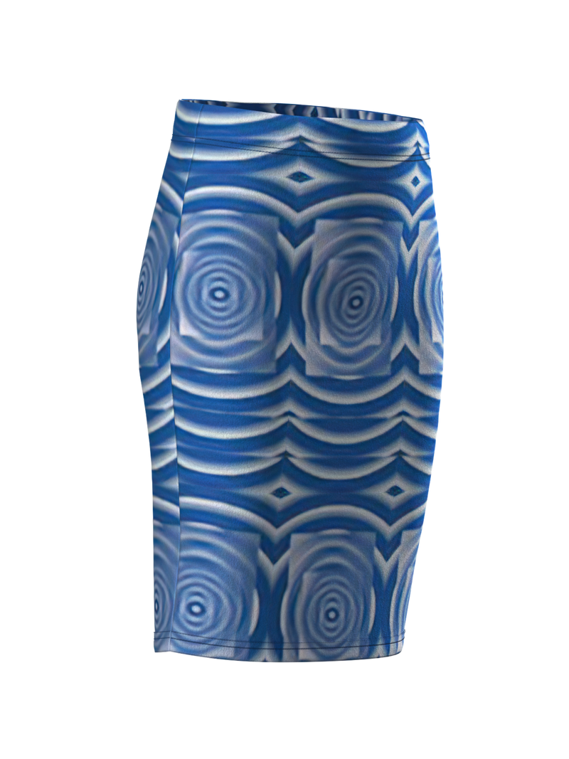 BLUE WAVE PENCIL SKIRT