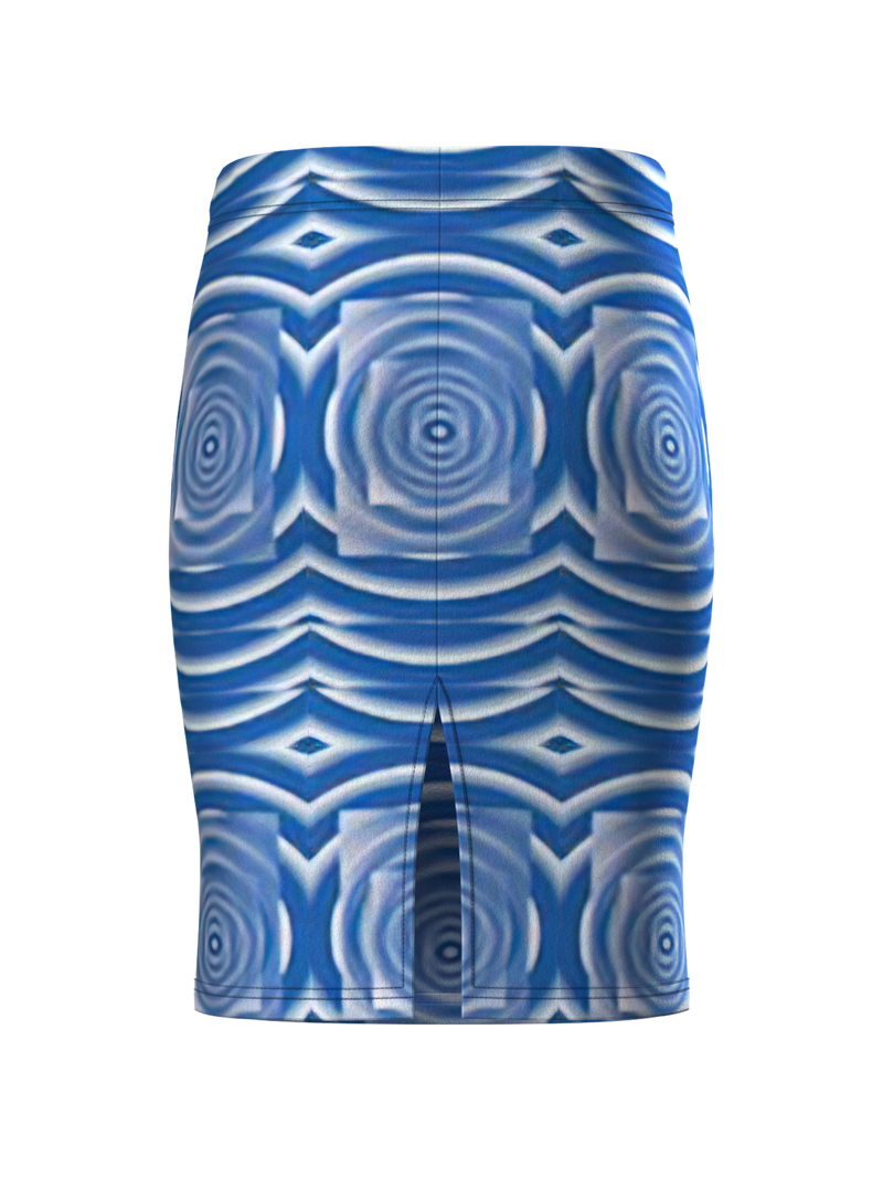 BLUE WAVE PENCIL SKIRT