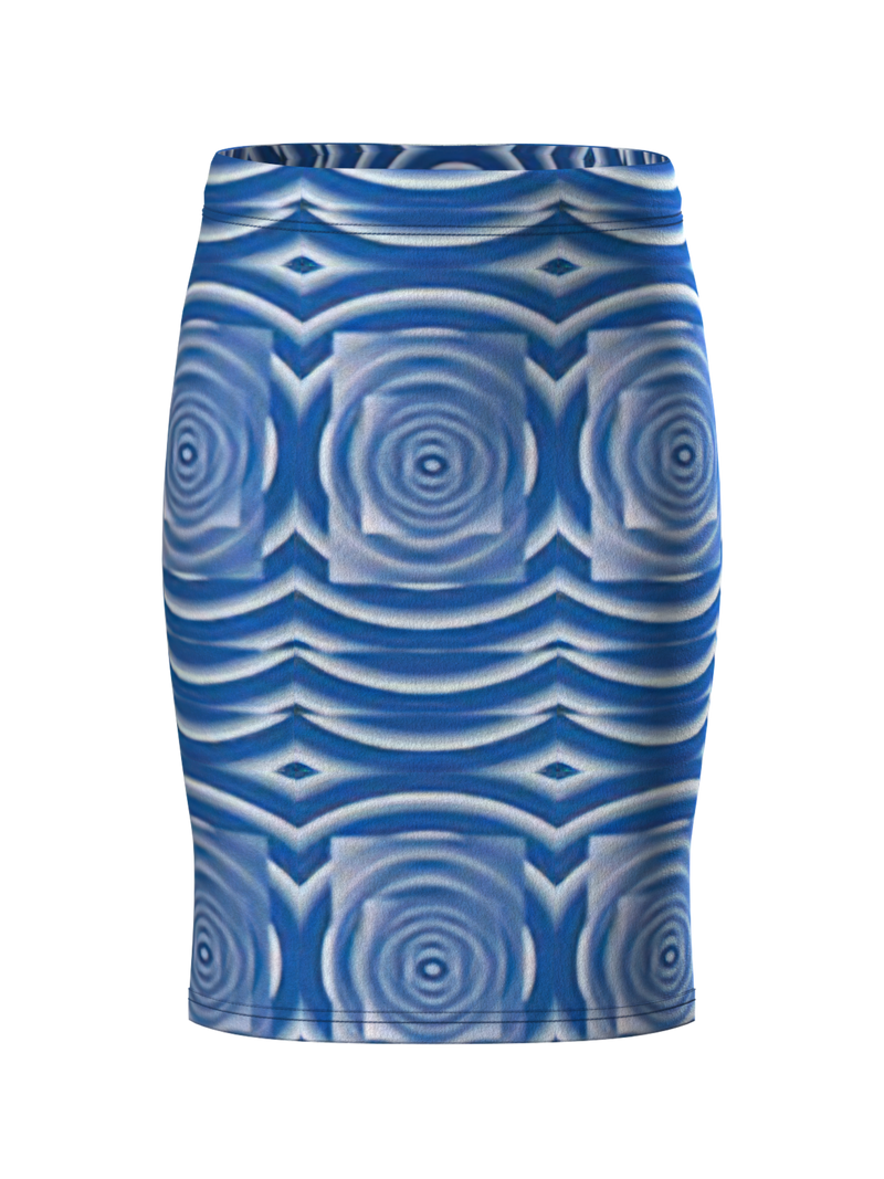 BLUE WAVE PENCIL SKIRT