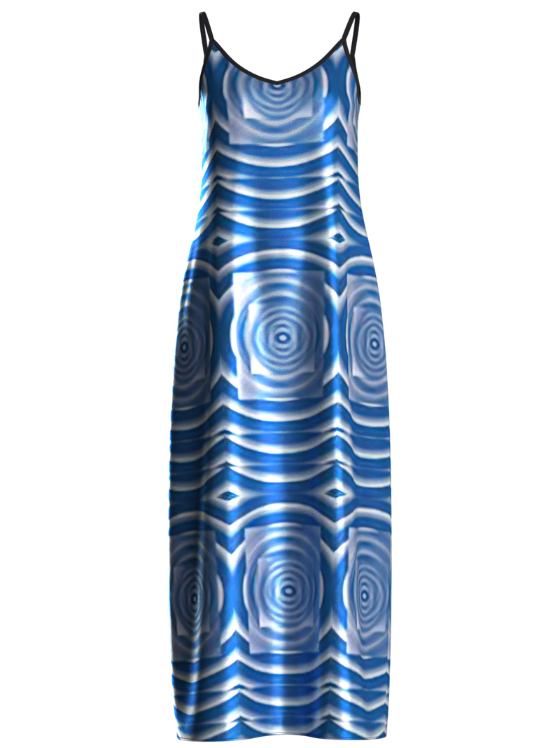 BLUE WAVE SLIP DRESS