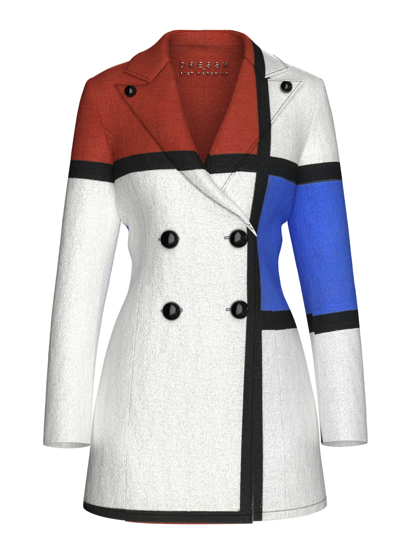 Blazer Dress- Composition No. II with Red and Blue