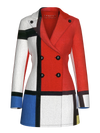 Blazer Dress-Composition with Red,Blue and Yellow