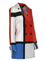 Blazer Dress-Composition with Red,Blue and Yellow