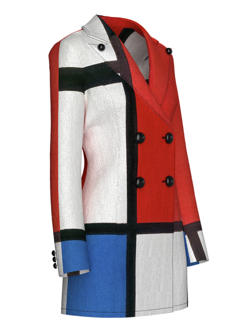 Blazer Dress-Composition with Red,Blue and Yellow