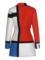 Blazer Dress-Composition with Red,Blue and Yellow