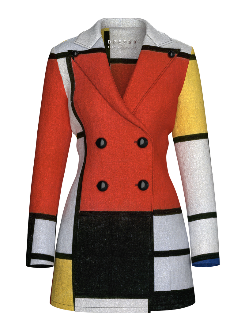 Blazer Dress-Composition with Red, Yellow, Blue and Black