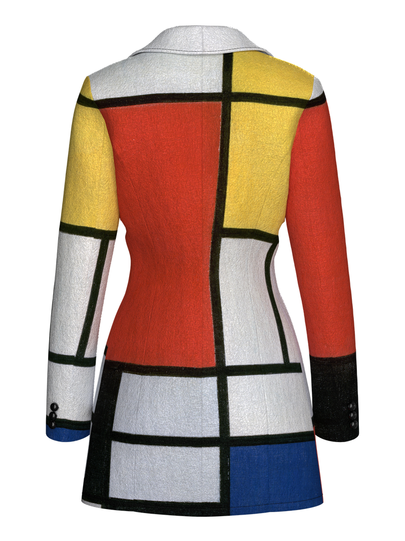 Blazer Dress-Composition with Red, Yellow, Blue and Black