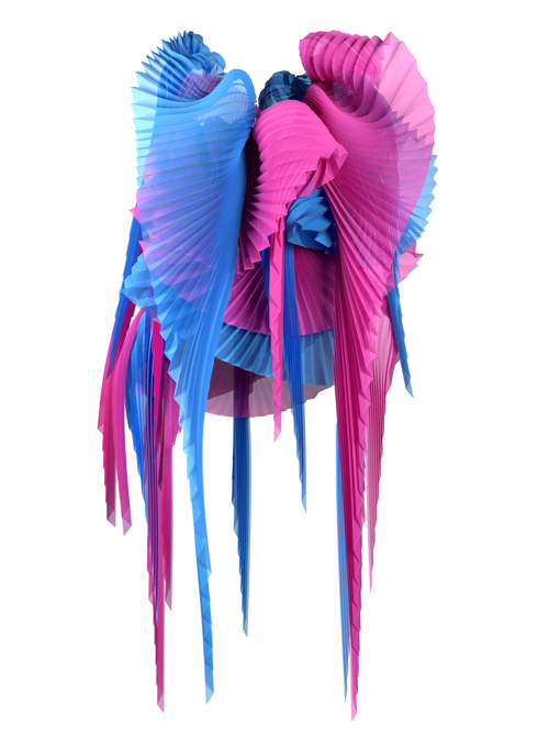 Pleated wings pink/blue