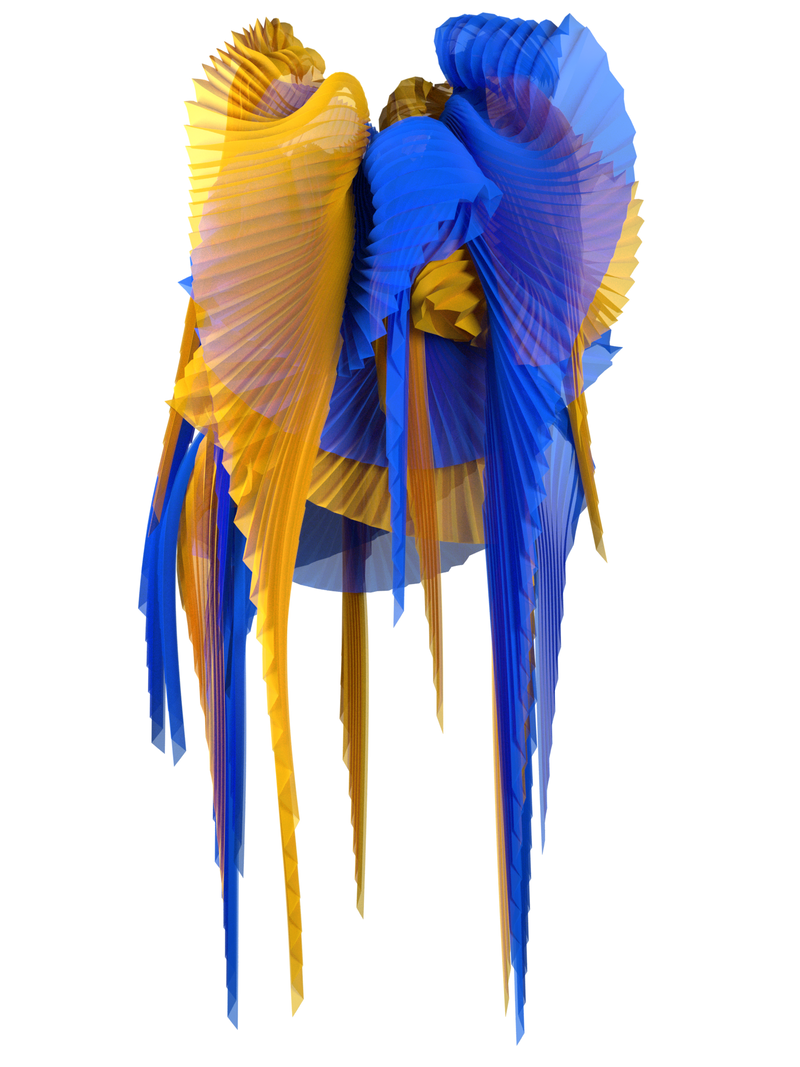 Pleated wings yellow/blue