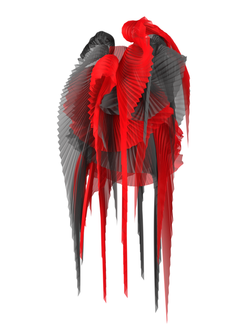 Pleated wings red/black