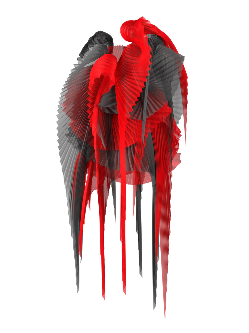 Pleated wings red/black